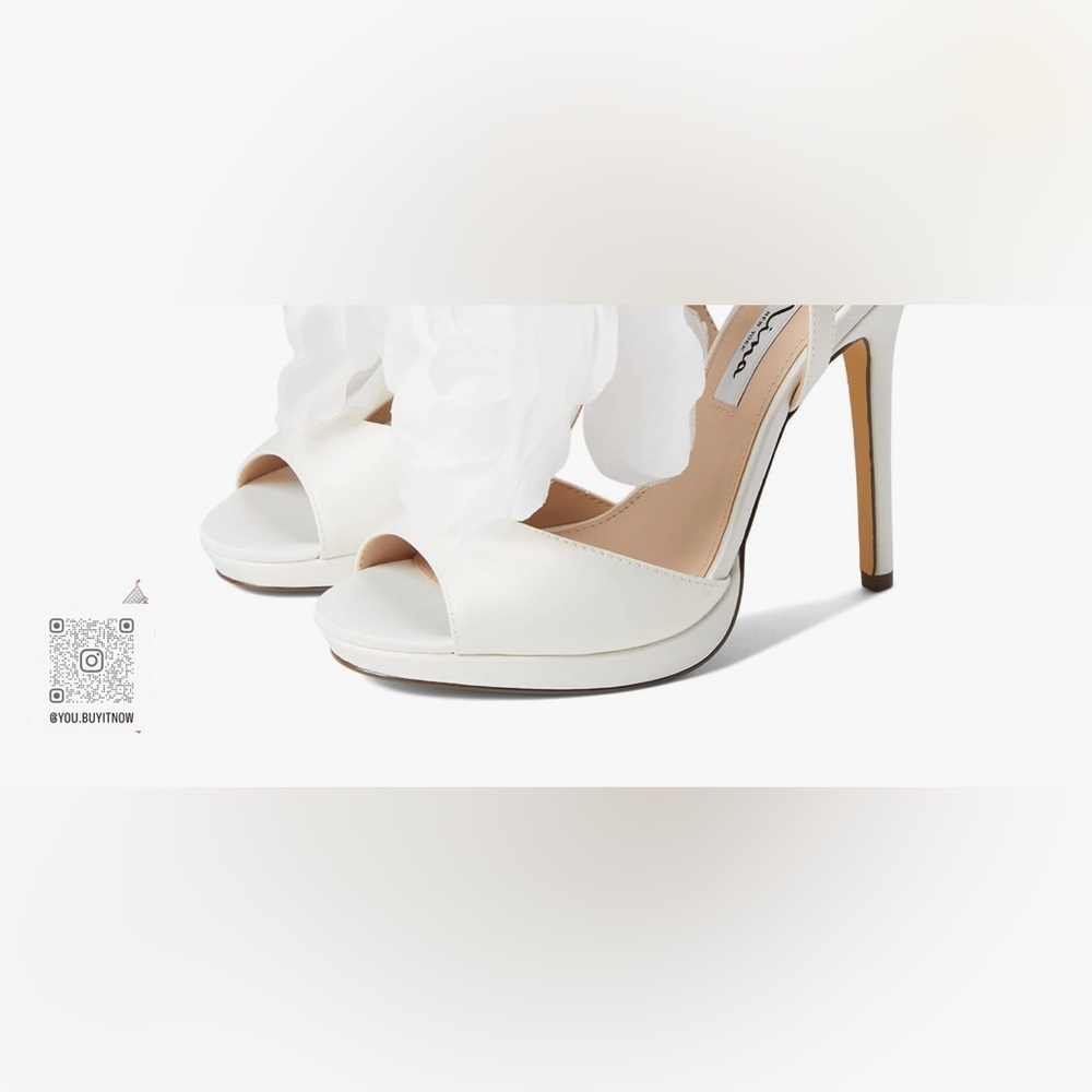Nina Women's Brijida T-Strap Platform Evening Sandals Like New - 8 M white
